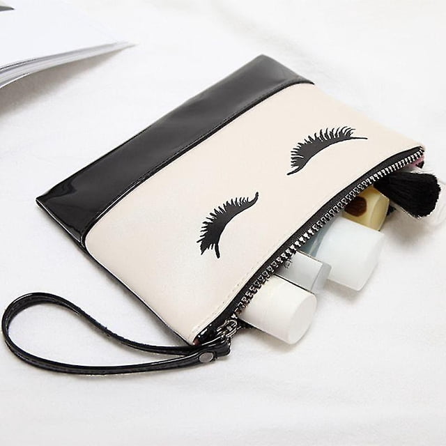 Neceser cosmético HUOGUO Lady con estampado de pestañas de PVC blanco
