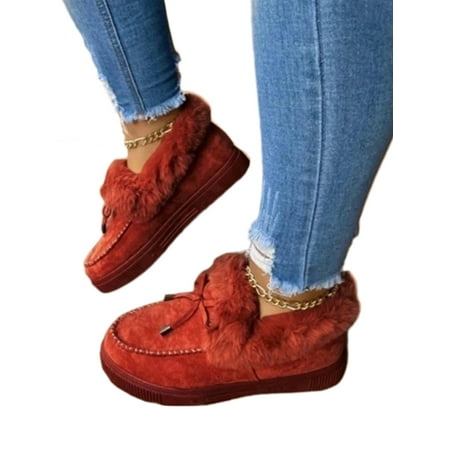 

Audeban Women s Plush Keeps Warm Moccasin Slipper Slip-On Loafer Flat Walking Shoe - Slippers