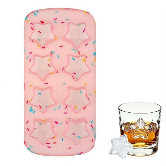Star Shaped Ice Cube Molds,Reusable Silicone Ice Maker for Freezer,8 Cavity Non-Stick Silicone Mold for Chocolate,Candy,Cake,Ices Cube Trays for Cocktails, Whiskey & Chilled Drinks