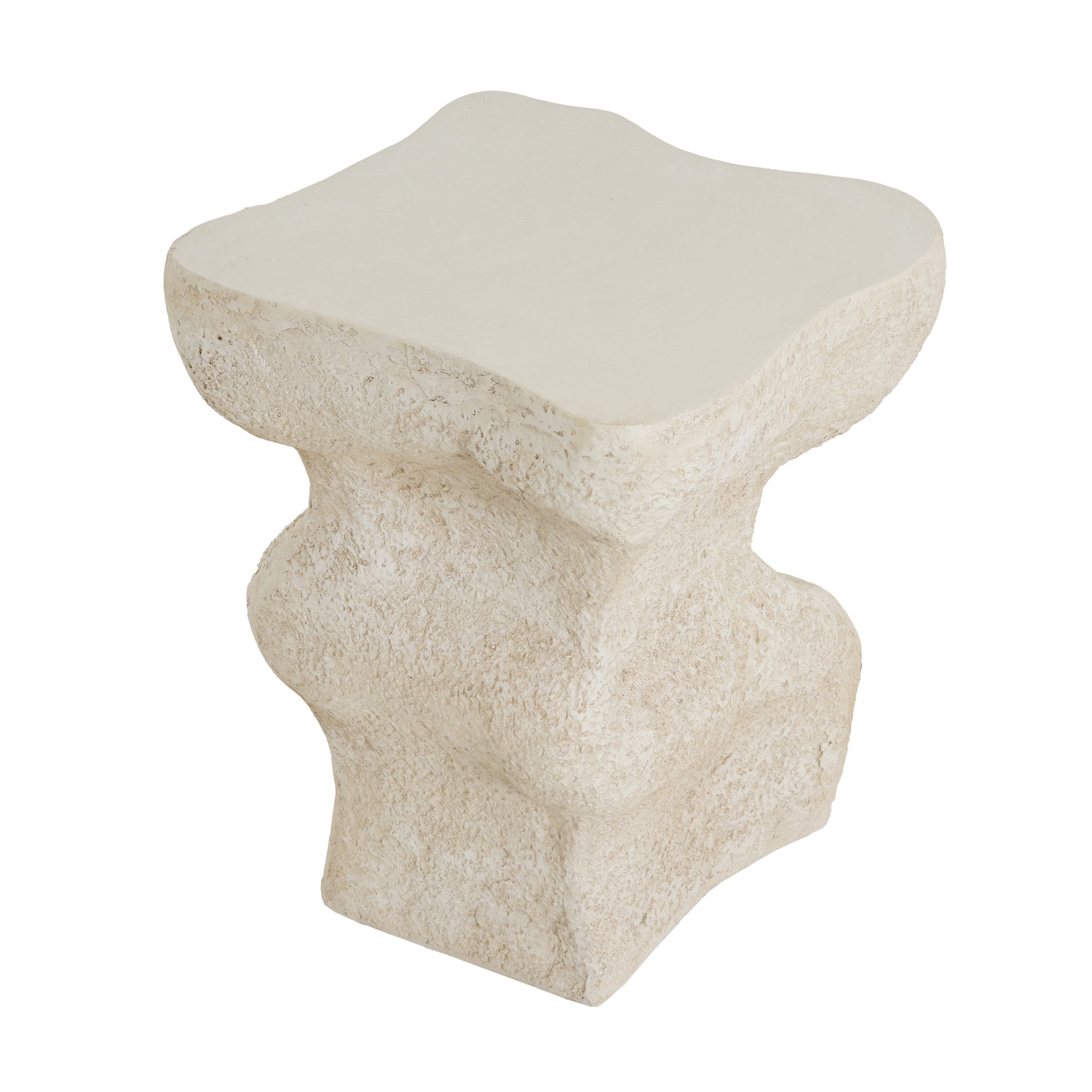 Christopher Knight Home Outdoor Patio MGO Accent Side Table, Abstract Wavy Stone-Look Design, Beige