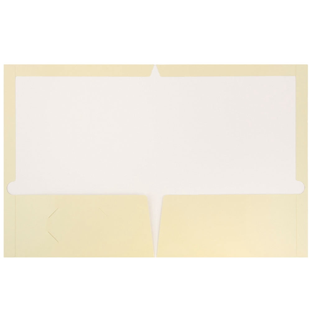 JAM Paper Glossy Two Pocket Folders, Ivory, 100/Pack