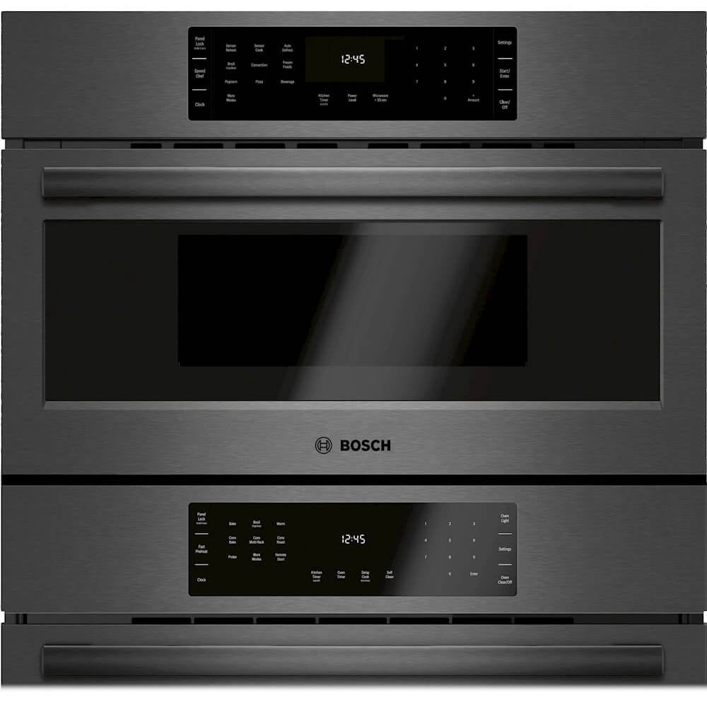 Bosch HBL8743UC 30 inch Black Stainless Electric Convection Wall Oven with Microwave
