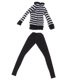 thumbnail image 5 of Traje De Invierno Zulema Suéter De punto De rayas negras y pantalones De cuero De PU Negro, 5 of 8