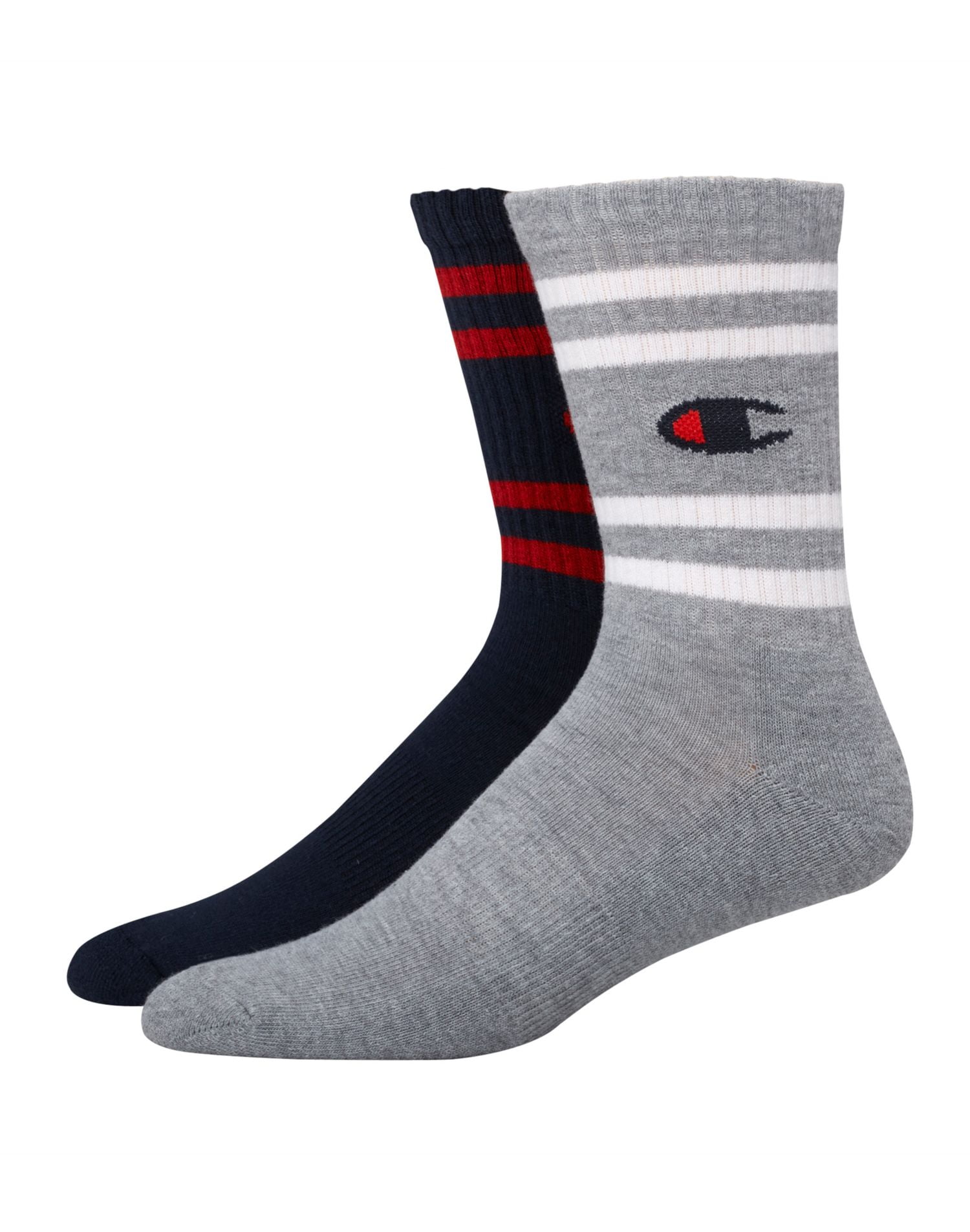 Champion Mens Performance Crew Socks, C Logo, 2Pack, 1013