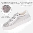 thumbnail image 5 of Toddler Boys Sneakers Girls Shoes Kids Low Top Lace Up Non-Slip Sparkle Glitter Sliver Lightweight Rubber Sole Breathable Fashion Casual Size 2, 5 of 5