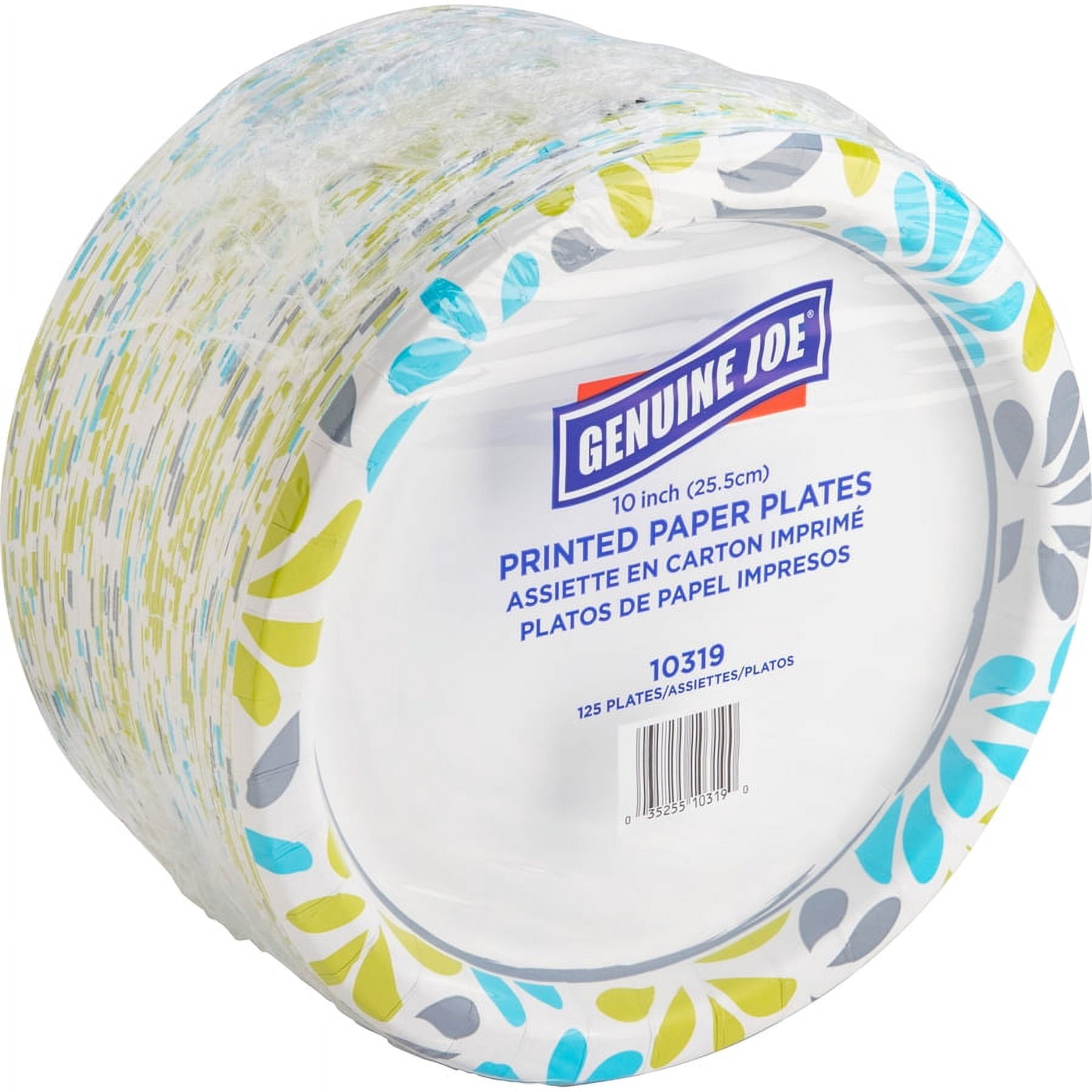 Genuine Joe Printed Paper Plates - 125 / Pack - Disposable - Assorted - 500 / Carton