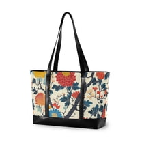 FORMRS Laptop Tote Bag for Women with 15.6" Computer Compartments Handbag, Vibrant Japanese Flowers