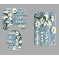 thumbnail image 4 of 4PCS Farmhouse Shower Curtain Set, Bless This Home Cotton Flower Teal Pitcher Vase Moroccan Country Rustic Bathroom Decor, Waterproof Fabric White Shower Curtain, Non-Slip Bath Mat Toilet Rug, 4 of 8