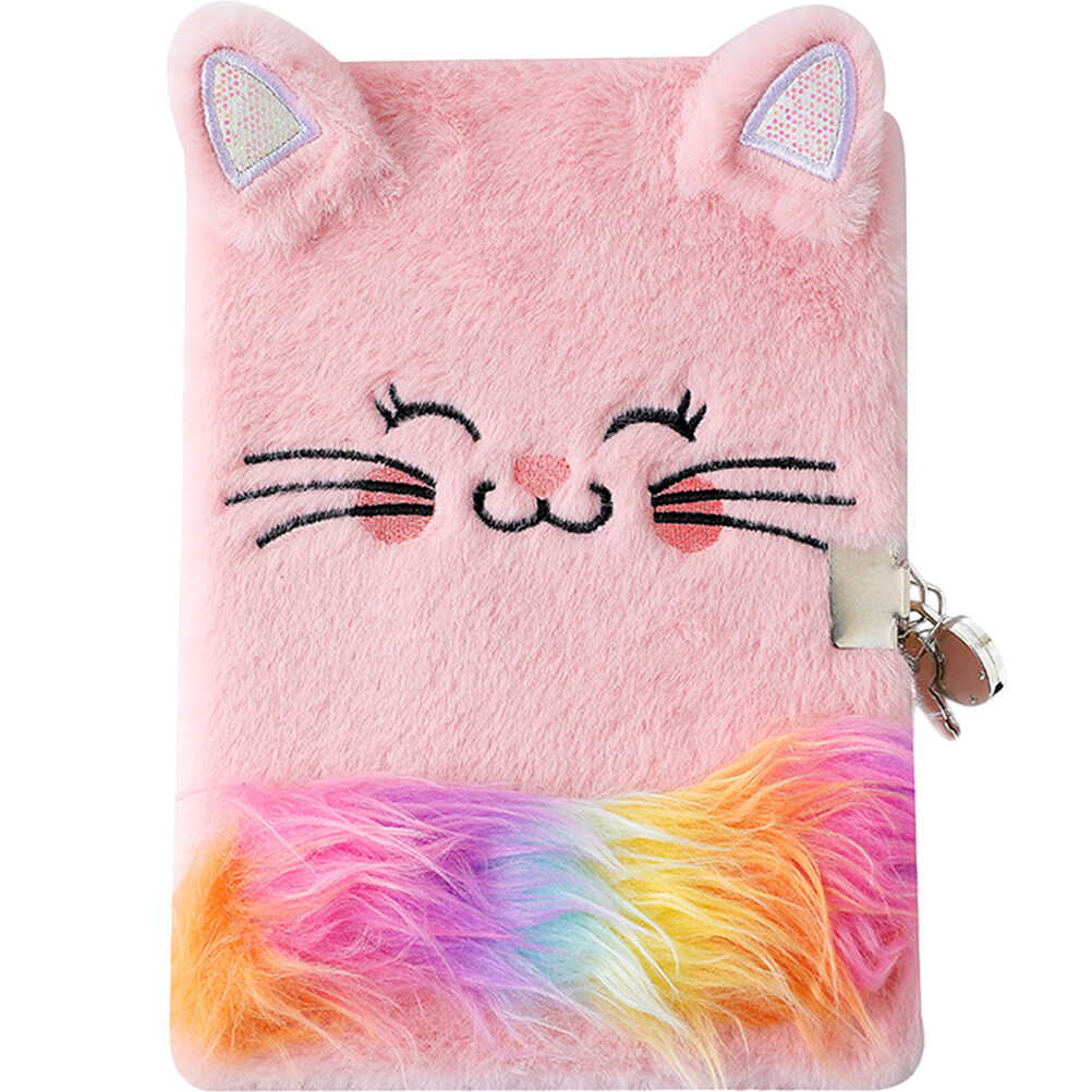 Plush Cat Secret Diary Kids Writing Drawing Notepad Animal Notepad Kids