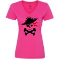 thumbnail image 3 of Inktastic Pirate Skull and Cross Bones Women's V-Neck T-Shirt, 3 of 5