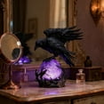 thumbnail image 3 of Gothic Style Mysterious Crow LED Light Sculpture - Luminous Shatterproof Sphere Illuminated Decor, Warm Glow with Timer Function for Gothic Home, Halloween & Themed Parties, A, 3 of 6