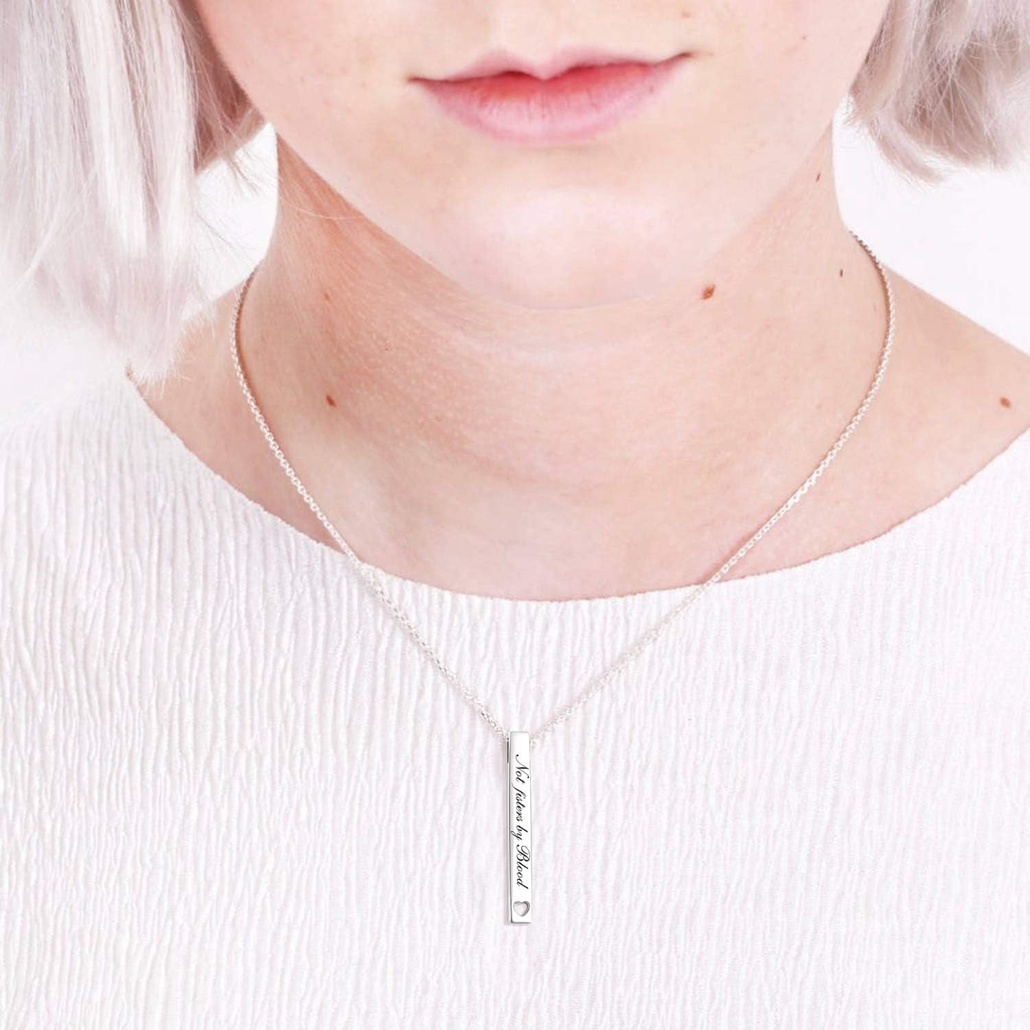 Sterling Silver Bar Necklace - Inspirational Jewelry for Women: Birthday Gifts for Sister, Friends