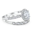 thumbnail image 2 of Moissanite Size-9 Two Piece Oval Half Eternity Band Vintage Style Halo CZ Wedding Set Engagement Ring 925 Sterling Silver Gifts For Her, 2 of 6