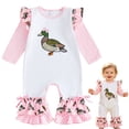 thumbnail image 4 of Xyant Baby Girl Fall Winter Clothes Newborn Silly Goose Romper Long Sleeve Round Neck Jumpsuit Cute One Piece Outfit (Pink,0-3 Months), 4 of 7