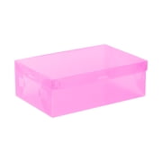 Clear Shoe Boxes,Shoe Organizer,Stackable Plastic Storage Shoebox,Nestable Container with Latching Lid to Organize Shoes,See-Through Box for Home and Office,Multi-Purpose Clear Bins(Pink)