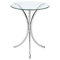 FurniFact Round Glass Side Table with Chrome Base, Silver Accent End Table Design