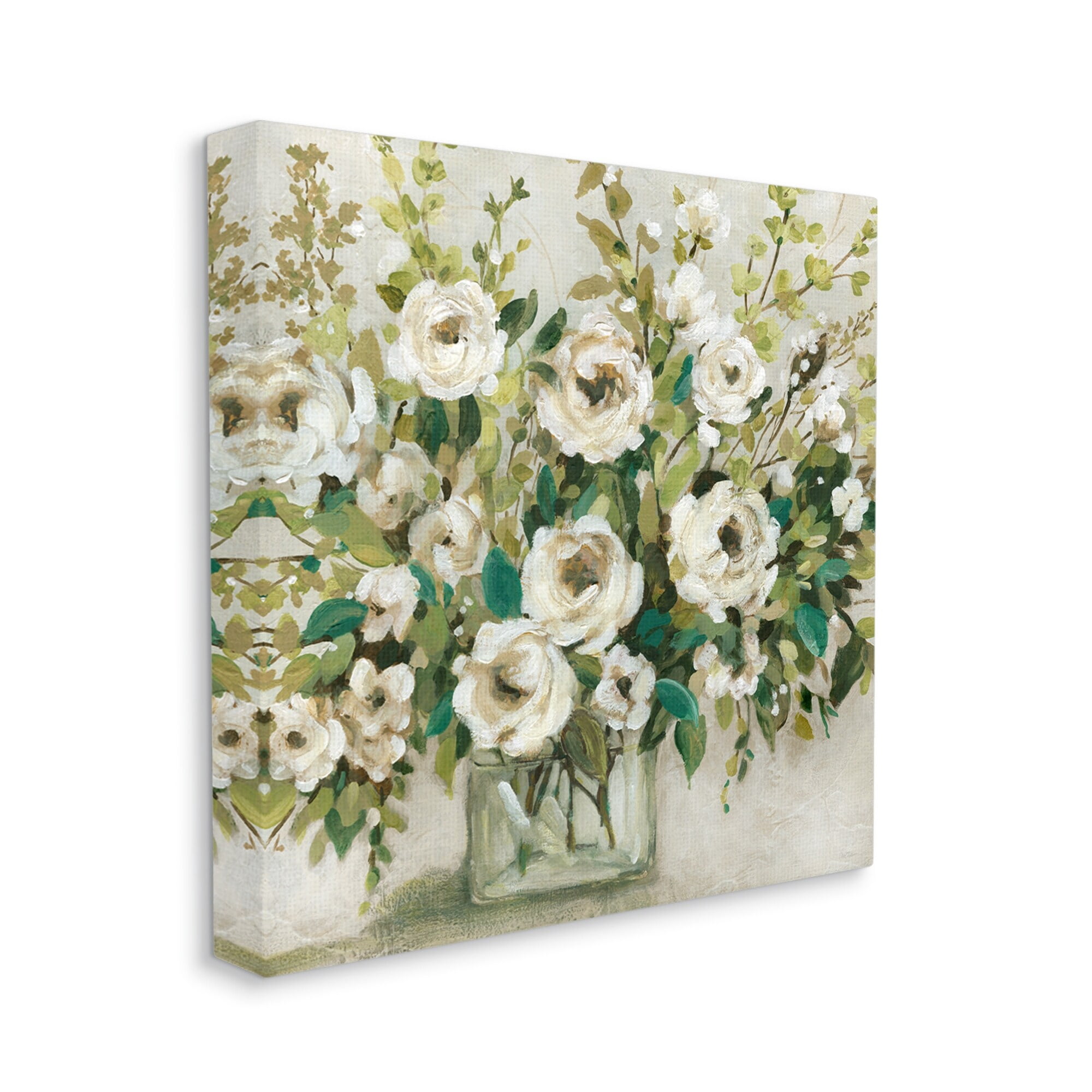Stupell Industries Abstract White Rose Blossom Bouquet Floral Vase, 30 x 30,Design by Carol Robinson