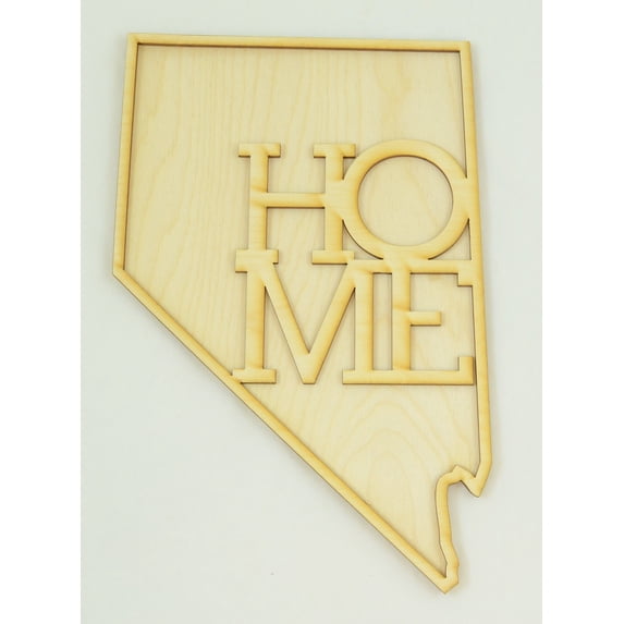 1 Pc, Medium 1/4 Inch Thick Nevada State Cutouts w/"Home" Great For Quick & Easy Project Making