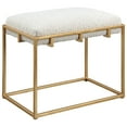 thumbnail image 5 of Uttermost Paradox Small Iron Metal and Fabric Shearling Bench in White/Gold, 5 of 5
