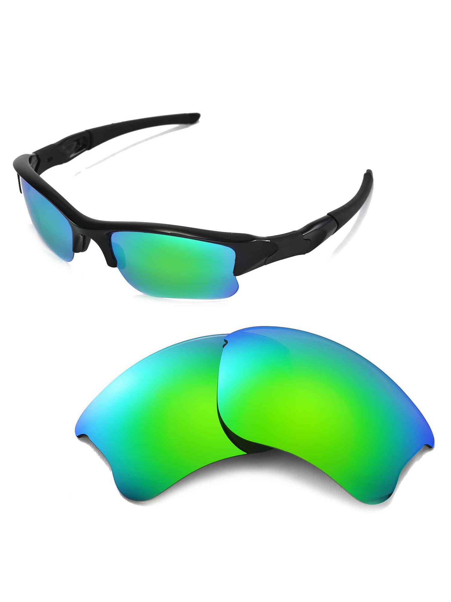 Walleva Emerald Polarized Replacement Lenses for Oakley Flak Jacket XLJ  Sunglasses 
