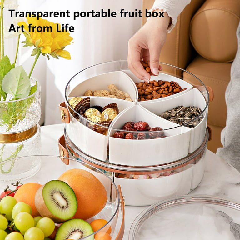 RKSTN Divided Serving Tray with Lid and Handle Snack Box