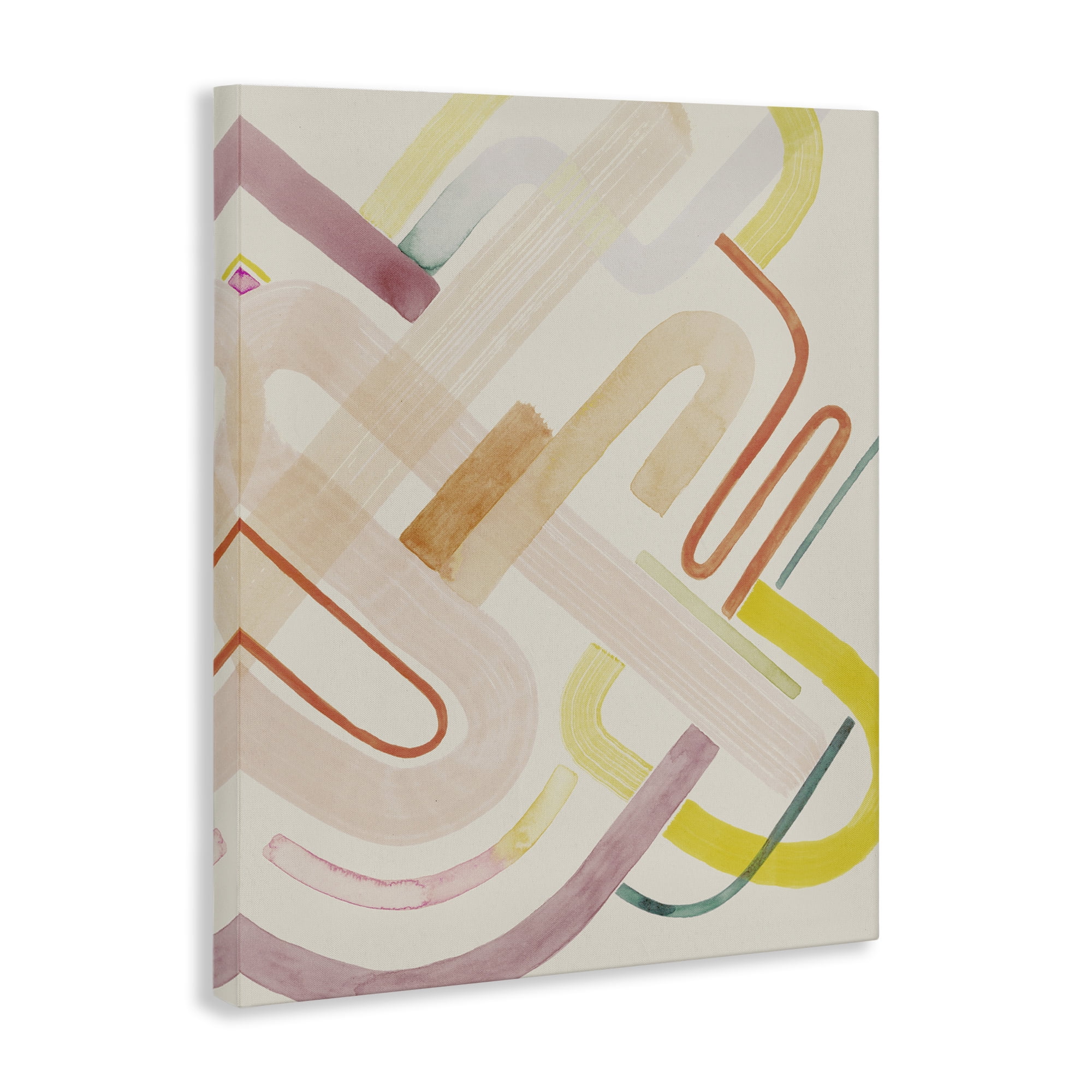 Stupell Industries Overlapping Curved Shapes Abstract Painting Gallery Wrapped Canvas Art Print Wall Art, 16 x 20