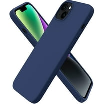 Compatible with iPhone 14 Plus Case 6.7, Slim Liquid Silicone 3 Layers Full Covered Soft Gel Rubber Phone Case Protective Cover 6.7 Inch-Navy Blue