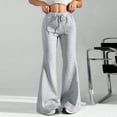 thumbnail image 4 of Jxximdong Pants for Women Flare Wide Leg Sweatpants Women Drawstring High Waisted Cotton Joggers Casual Flowy Yoga Pants With Pockets Gray XL Trousers, 4 of 8