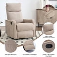 thumbnail image 6 of Leumius Recliner Chair with Massage and Heat,360° Manual Swivel Rocker Chair for Adults,Upholstered Fabric Glider Recliner Nursery Chair with Side Pockets for Living Room,Khaki, 6 of 8
