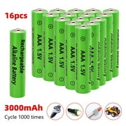 MDHAND 16 x 1.5V AAA Alkaline Rechargeable Batteries 3000mAh Suitable for Use in Solar Lights and General Purpose Household Equipment.
