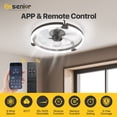 thumbnail image 6 of Ensenior 20'' Low Profile Ceiling Fans with Lights and Remote, Fandelier Ceiling Fan Flush Mount, APP Control, 6 Speed & 3000K-6500K Stepless Dimmable Small Ceiling Fan with Light for Bedroom - Black, 6 of 6