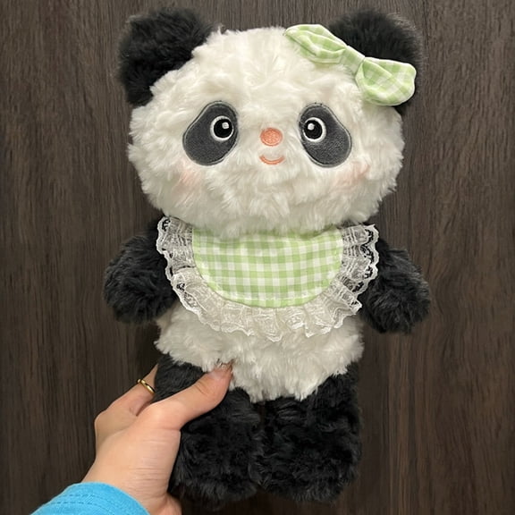 EDHITNR Cute Plush Table Doll Panda Stuffed Animal, Soft Squeezable Desktop Decoration for Bedroom Shelf Car, Adorable Panda Figurine Gift