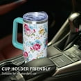 thumbnail image 4 of 30 Oz Floral Tumbler with Handle and Straw, Floral Insulated Stainless Steel Coffee Travel Cup Mug Water Bottle, Unique Flower Gifts for Women, 4 of 6
