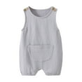 thumbnail image 2 of Nrmvnmi Baby Boy Romper Cotton Soft Sleeveless Solid Color One-Piece Jumpsuit Newborn Boys Summer Clothes Mothers Day Gifts 0-3 Months, 2 of 3