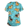 thumbnail image 3 of Kixjoy Plus Size Scrubs for Women Short Sleeve V Neck Animal Printed Nurse Scrubs Stretchy Casual Lightweight Top Medical Blouses for Women with Pockets, Blue M, 3 of 6