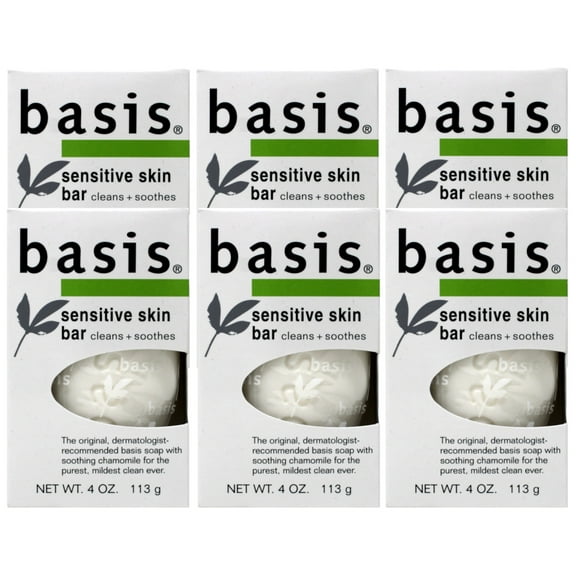 Basis Sensitive, Skin Bar Soap 4 Oz, 6 Pack