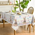 thumbnail image 4 of Easter Tablecloth 60×120 Inch Rectangular, Colorful Spring Flower Buffalo Plaid Bunny Washable Table Cover for Party Picnic Dinner Decor, 4 of 5