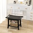thumbnail image 6 of Bambloom Shower Bench,Waterproof Shower Stool,Bamboo Shower Chair with Shelves,Black, 6 of 11