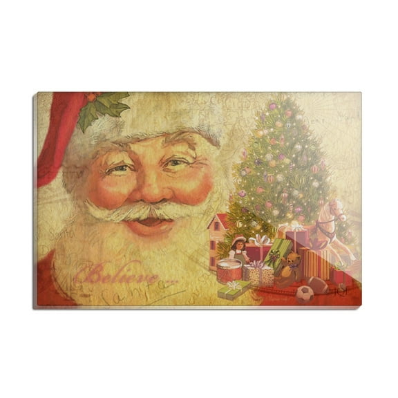 Christmas Holiday Retro Antique Santa Believe Rectangle Acrylic Fridge Refrigerator Magnet