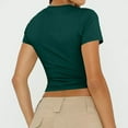 thumbnail image 5 of LISTHA Womens Summer Crop Tops Short Sleeve Going Out Tight Crew Neck Shirt Workout Summer Slim Fit Tees Dark Green 2XL, 5 of 7