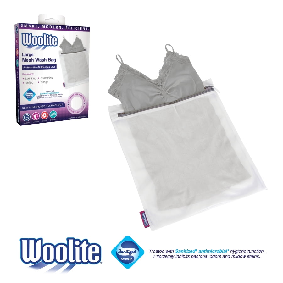 Woolite Sanitized Mesh Wash Bag, Large, White (15 x 18 inch) Walmart