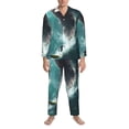 thumbnail image 3 of Picia Surfing Shark Pattern Men’s Long-Sleeve Sleepwear Set - Soft 2-Piece Loungewear with Pockets, Comfy PJs for Relaxing Nights-Small, 3 of 7