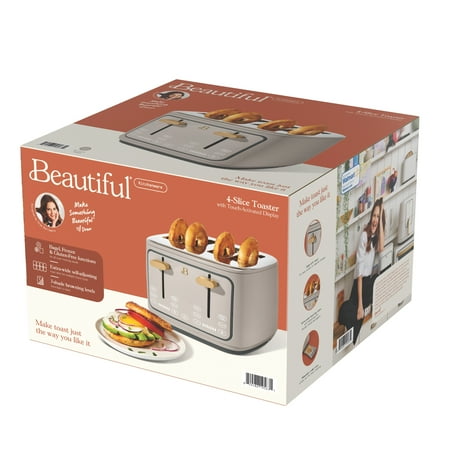 Beautiful 4-Slice Toaster with Touch-Activated Display, Porcini Taupe by Drew Barrymore