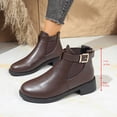 thumbnail image 2 of Chelsea Boots Women Stretch Slip on Round Toe Low Heel Ankle Booties Buckle Ankle Strap Fall Winter Casual Dress Boots, 2 of 7