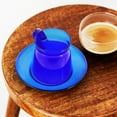 thumbnail image 4 of Coffee Cups and Saucers Glass Coffee Drinking Cup with Tray Tea Cup Beverage Cup Water Cup for Afternoon Tea Office Use 300ml Blue, 4 of 6