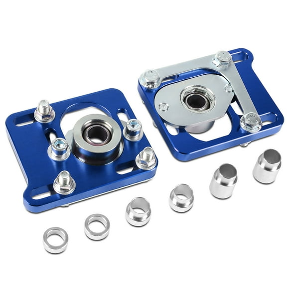 DNA Motoring CBK-PLT-FM94-BL For 1994 to 2004 Ford Mustang 4th Gen SN-95 Front Adjustable Camber Caster Plates Coilover Alignment Kit (Blue)