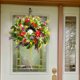 thumbnail image 5 of Corona de flores de primavera y verano para puerta de entrada, simulación de flores secas, ranúnculo, planta verde, flor eterna., 5 of 6