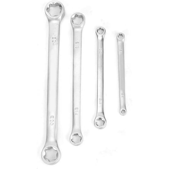 Cr E Hexagonal Wrench Double End Pentagonal Wrench Set Car Repair Tools Silver 4-Piece Wrench Set