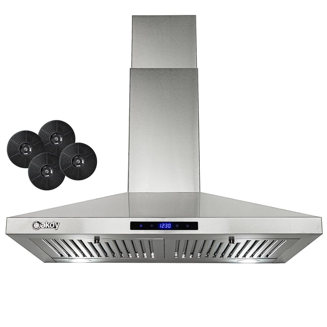 Campana extractora AKDY de 30 cm para montaje en pared con ventilador de 3 velocidades y luces LED