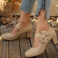 thumbnail image 7 of Willtoo Women's Platform Mary Jane Pumps with Bow, Closed Toe Chunky Heels Dressy Shoes Casual Daily Cute Heels, 7 of 7